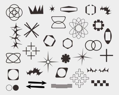 Fütürist soyut geometrik şekil varlık sokak giyimi element koleksiyonu asit vektör ikonu y2k HUD poster arayüzü teknolojisi düzenlenebilir