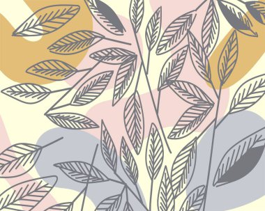 Antika yapraklar egzotik botanik bahçesi retro model arka plan kumaş tekstil motifi baskı sanatı düzenlenebilir