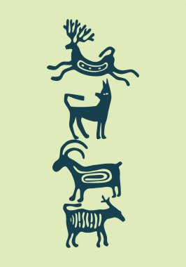 Ethnic animals african element clip art sticker tribe primitive textile silhouette motif layout editable