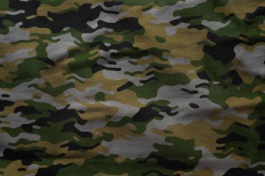 Askeri branda dokusu, ordu kamuflaj tekstil arka planı, kamuflaj kumaş örgüsü deseni