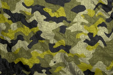 Askeri kamuflaj deseni, av ve boya topu örtüsü, renkli hava geçirmez kamuflaj örgüsü, ordu kamuflaj tekstil arka planı.