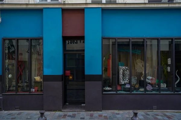 2023 Facade Parisienne Typique Ancienne Devanture Commerciale Boutique Francaise Modle — Stock Photo, Image