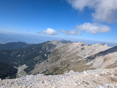 Dağlara harika bir manzara, rila dağının zirvesinden, bulgaria