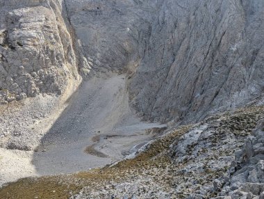 Dağlardaki kayaların ve ağaçların dikey görüntüsü.