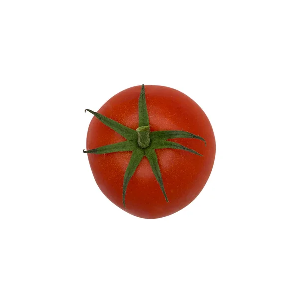 Röd Tomat Uppifrån Vit Bakgrund — Stockfoto