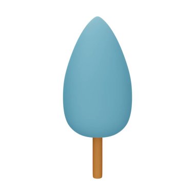 Mavi Ağaç 3D Görüntü Beyaz Arkaplanda İzole Edildi