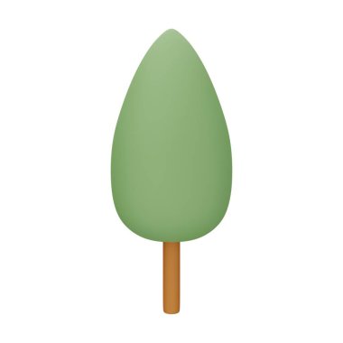 Yeşil Ağaç 3D Görüntü Beyaz Arkaplanda İzole Edildi