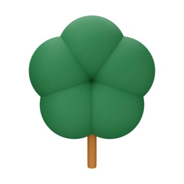 Yeşil Ağaç 3D Görüntü Beyaz Arkaplanda İzole Edildi