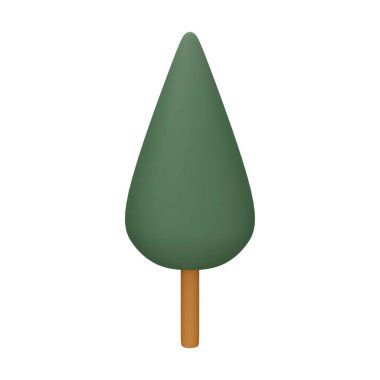 Yeşil Ağaç 3D Görüntü Beyaz Arkaplanda İzole Edildi