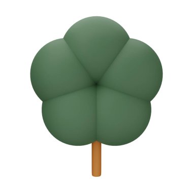 Yeşil Ağaç 3D Görüntü Beyaz Arkaplanda İzole Edildi