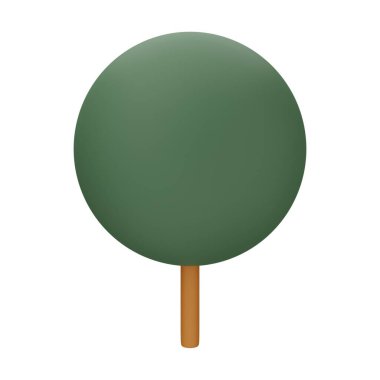 Yeşil Ağaç 3D Görüntü Beyaz Arkaplanda İzole Edildi