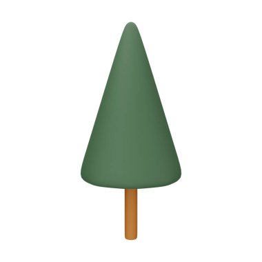 Yeşil Ağaç 3D Görüntü Beyaz Arkaplanda İzole Edildi