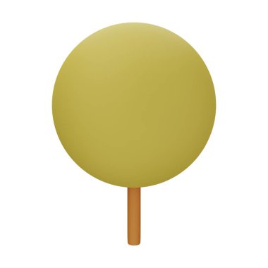 Sarı Ağaç 3D Görüntü Beyaz Arkaplanda İzole Edildi