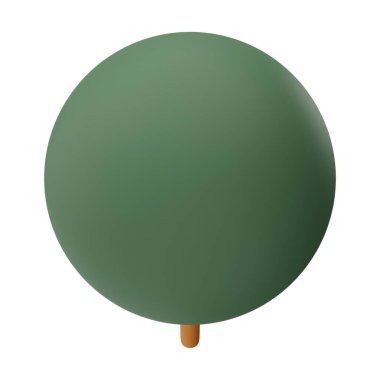 Yeşil Ağaç 3D Görüntü Beyaz Arkaplanda İzole Edildi