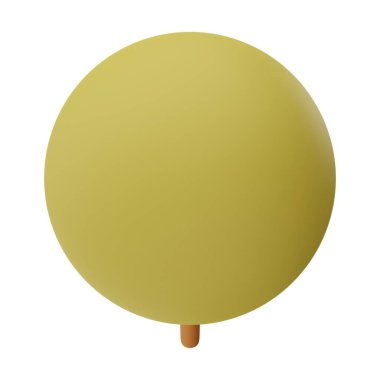 Sarı Ağaç 3D Görüntü Beyaz Arkaplanda İzole Edildi