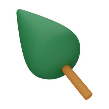 Yeşil Ağaç 3D Görüntü Beyaz Arkaplanda İzole Edildi