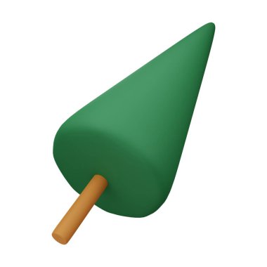 Yeşil Ağaç 3D Görüntü Beyaz Arkaplanda İzole Edildi