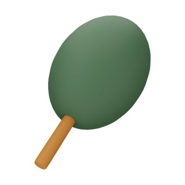 Yeşil Ağaç 3D Görüntü Beyaz Arkaplanda İzole Edildi