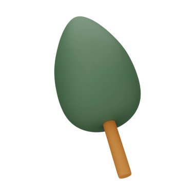 Yeşil Ağaç 3D Görüntü Beyaz Arkaplanda İzole Edildi