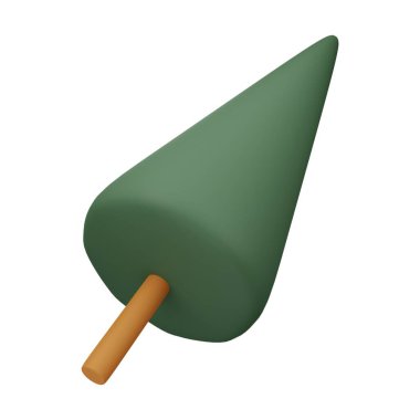 Yeşil Ağaç 3D Görüntü Beyaz Arkaplanda İzole Edildi