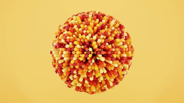 3d soyut geometrik arkaplan altıgen bal peteği. Üç boyutlu sarı, turuncu ve kırmızı soyut altıgen arkaplan çizimi.