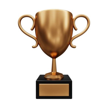 Bronz Kupa 3D Görüntü Beyaz Arkaplanda İzole Edildi