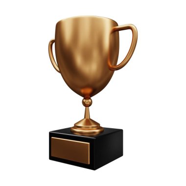 Bronz Kupa 3D Görüntü Beyaz Arkaplanda İzole Edildi