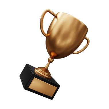 Bronz Kupa 3D Görüntü Beyaz Arkaplanda İzole Edildi