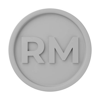 Gümüş Sikke Ringgit 3D Görüntü Beyaz Arkaplanda İzole Edildi