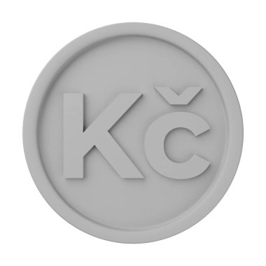 Gümüş Para Koruna 3D Görüntü Beyaz Arkaplanda İzole Edildi