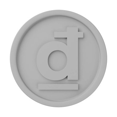 Gümüş Sikke Dong 3D Görüntü Beyaz Arkaplanda İzole Edildi