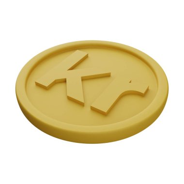 Altın Para Krona 3D Görüntü Beyaz Arkaplanda İzole Edildi