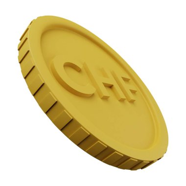 Altın Para Frankı 3D Görüntü Beyaz Arkaplanda İzole Edildi