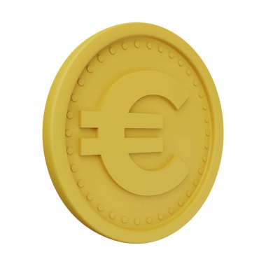 Altın Para Euro 3D Görüntü Beyaz Arkaplanda İzole Edildi