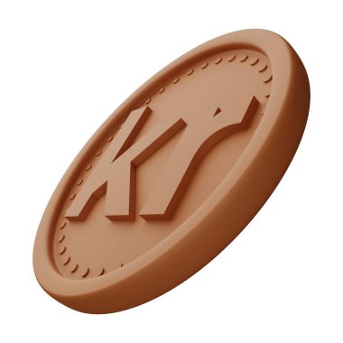 Bronz Para Krona 3D Görüntü Beyaz Arkaplanda İzole Edildi