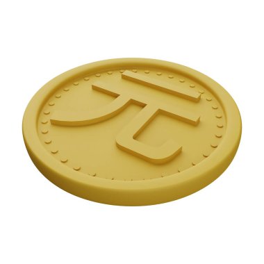 Altın Sikke Yuan 3D Görüntü Beyaz Arkaplanda İzole Edildi