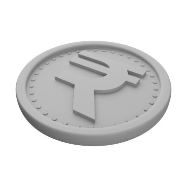 Gümüş Bozuk Para 3D Görüntü Beyaz Arkaplanda İzole Edildi