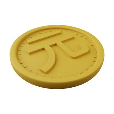 Altın Sikke Yuan 3D Görüntü Beyaz Arkaplanda İzole Edildi