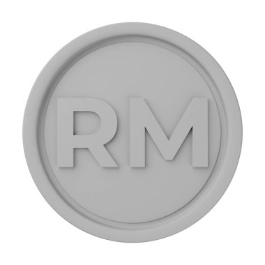 Gümüş Sikke Ringgit 3D Görüntü Beyaz Arkaplanda İzole Edildi