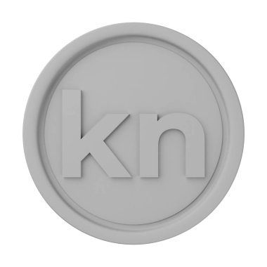 Gümüş Para Kuna 3D Görüntü Beyaz Arkaplanda İzole Edildi