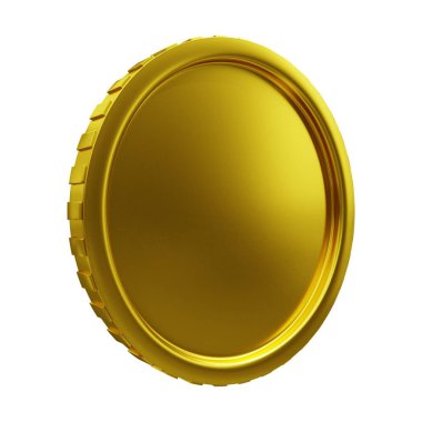 Altın Para 3D Görüntü Beyaz Arkaplanda İzole Edildi