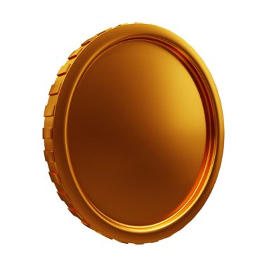 Bronz Para 3D Görüntü Beyaz Arkaplanda İzole Edildi