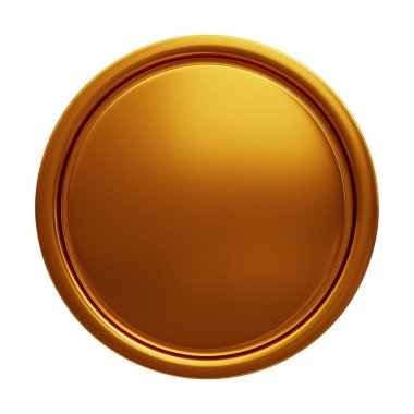 Bronz Para 3D Görüntü Beyaz Arkaplanda İzole Edildi