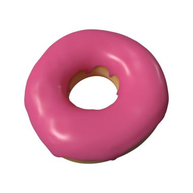 Beyaz Arkaplanda Pembe Donut 3D Görüntü