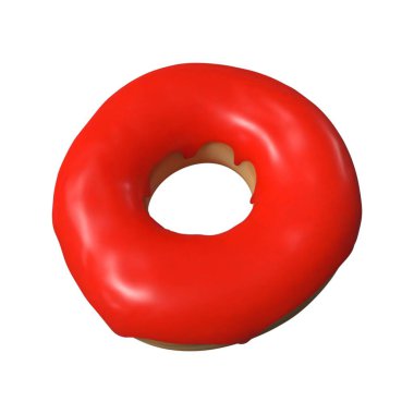 Beyaz Arkaplanda Kırmızı Çörek 3D Görüntü