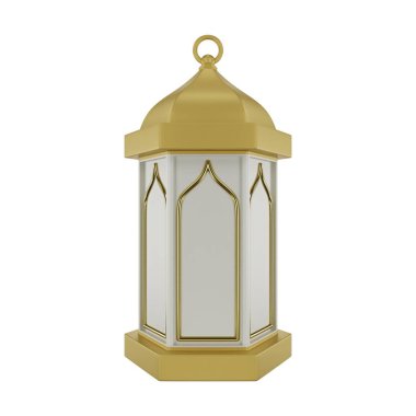 3D Altın Beyaz İslami Fener