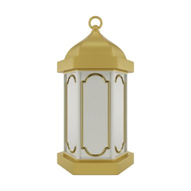 3D Altın Beyaz İslami Fener