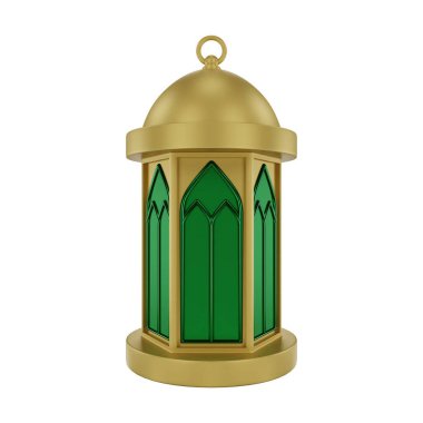 3D Altın Yeşil İslami Fener