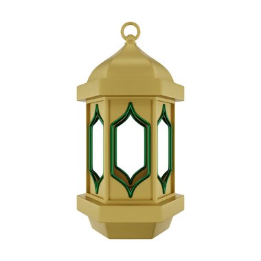 3D Altın Yeşil İslami Fener
