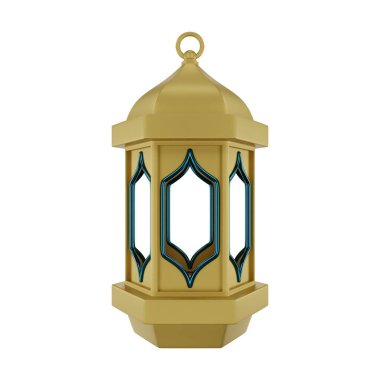 3D Altın Mavisi İslami Fener